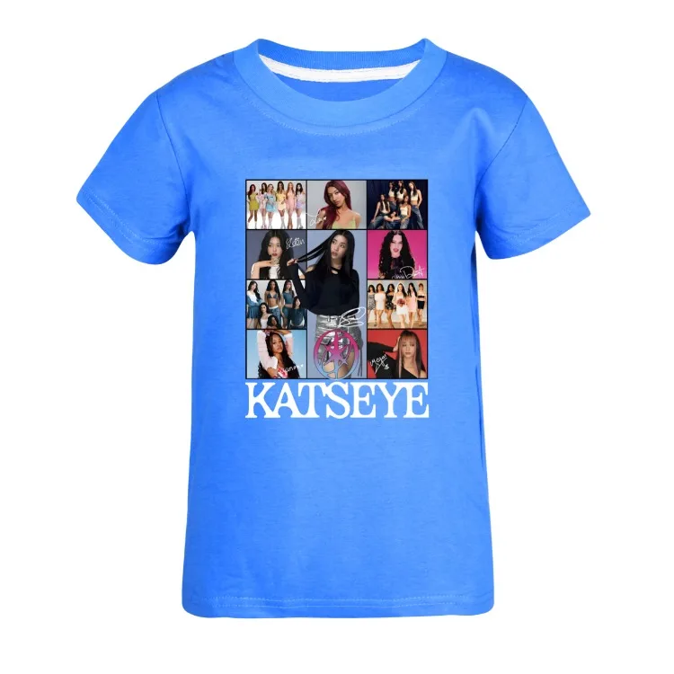 Camiseta KATSEYE Kpop Tshirt Kids 2026 Summer Clothes Youth Girls Short Sleeve Tops Boys Fashion Streetwear Children Clothing
