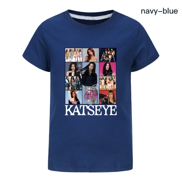 Camiseta KATSEYE Kpop Tshirt Kids 2026 Summer Clothes Youth Girls Short Sleeve Tops Boys Fashion Streetwear Children Clothing