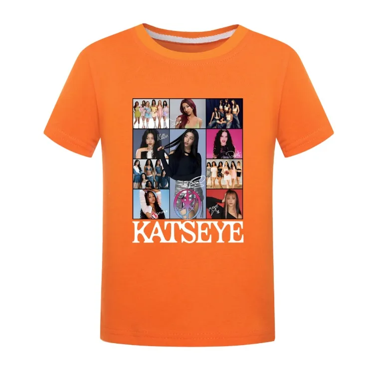 Camiseta KATSEYE Kpop Tshirt Kids 2026 Summer Clothes Youth Girls Short Sleeve Tops Boys Fashion Streetwear Children Clothing