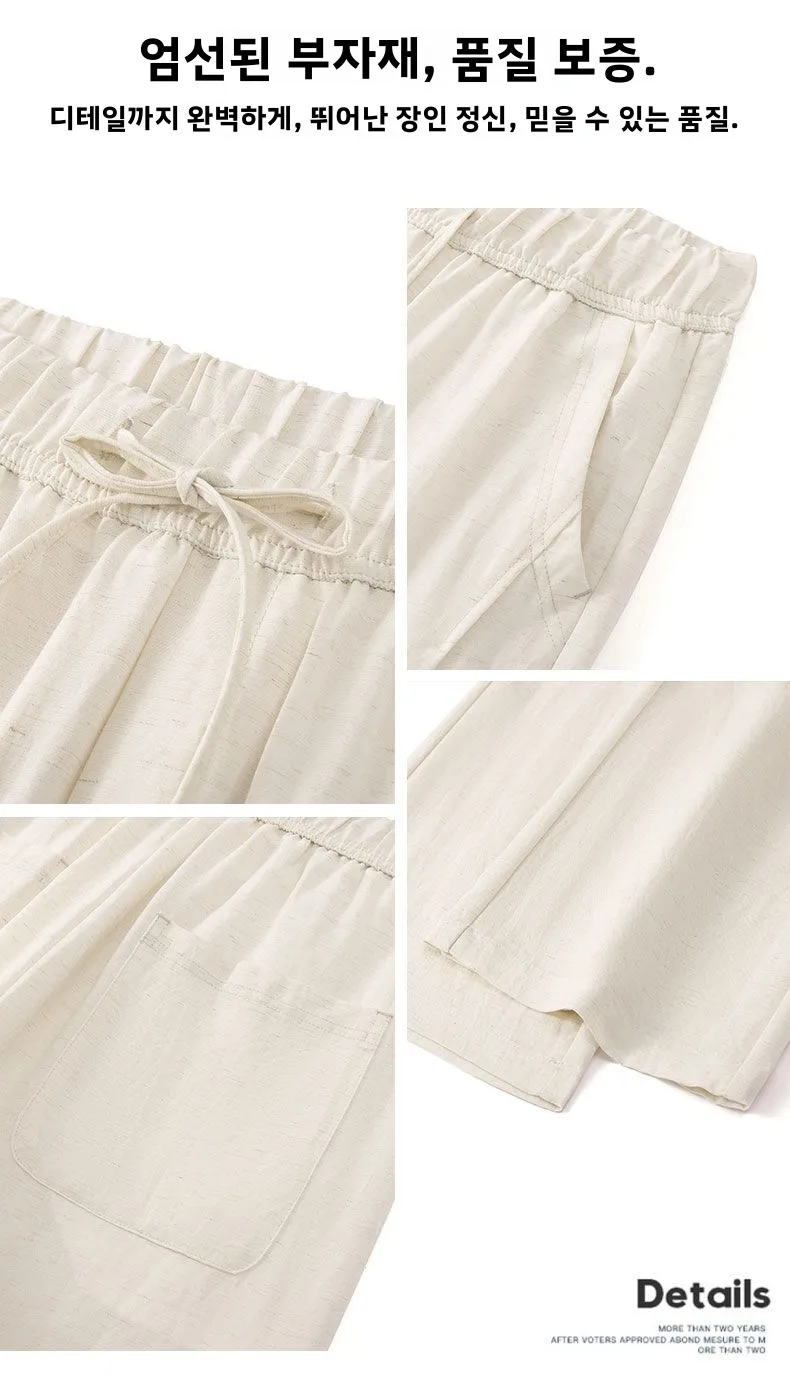 2026 Summer Men's Ice Silk Cool Casual Trousers Outdoor Sports Party Loose Cotton Linen Pants for Men Versatile Breathable Pants