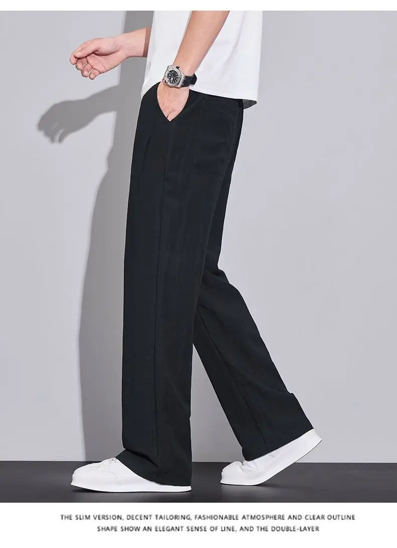 2026 Summer Men's Ice Silk Cool Casual Trousers Outdoor Sports Party Loose Cotton Linen Pants for Men Versatile Breathable Pants