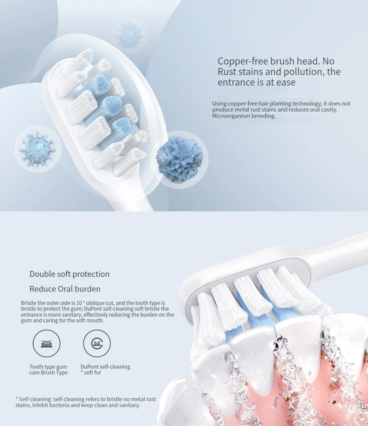 Original Replacement Toothbrush Heads for Xiaomi Mijia T301/ T302 Sonic Electric Tooth Brush Spare Heads