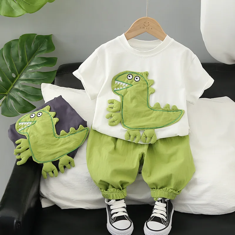 New Summer Baby Boys Cartoon Short Sleeve T-shirt+Shorts Sets Infant Kids Fashion Clothing Outfits Children Clothes Sports Suits