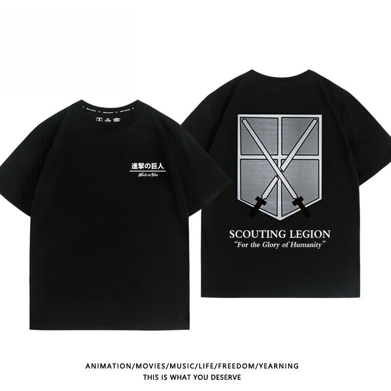 Attack on Titan Anime Wings of Freedom Printed T-shirt Men's and Women's T-shirt Men's Top Sports T-shirt 2026 Summer New Tee