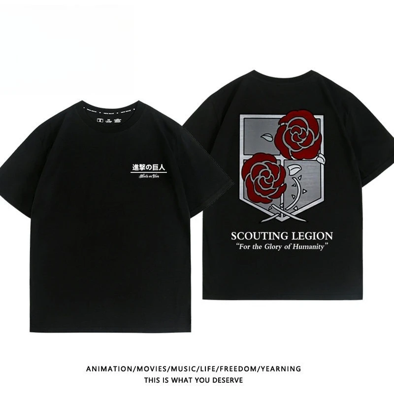 Attack on Titan Anime Wings of Freedom Printed T-shirt Men's and Women's T-shirt Men's Top Sports T-shirt 2026 Summer New Tee