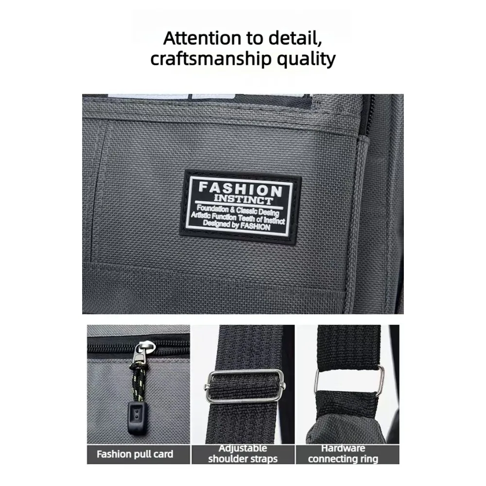 Men's Multi-layer Crossbody Bag, Large Capacity Waterproof Shoulder Bag with Multiple Pockets for Daily Commute Business