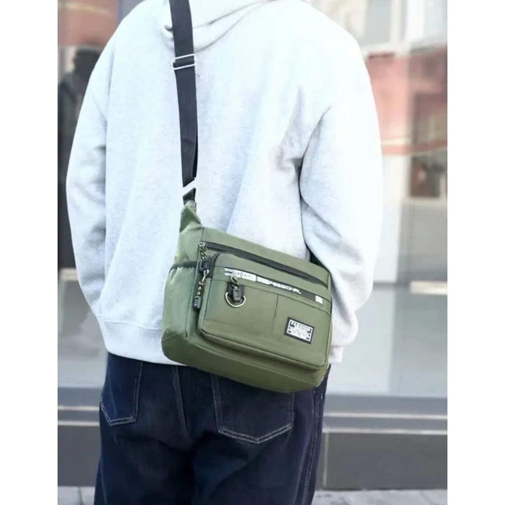 Men's Multi-layer Crossbody Bag, Large Capacity Waterproof Shoulder Bag with Multiple Pockets for Daily Commute Business