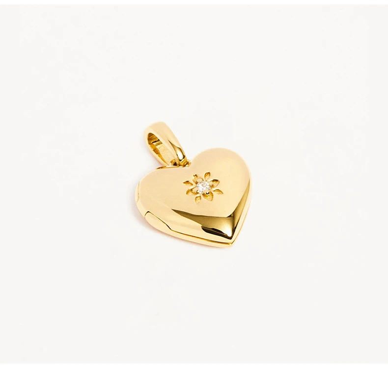 Fine Jewelry 18k Gold Plated Trendy Elegant Chic Plata 925 Sterling Silver Heart Locket Pendant for Women