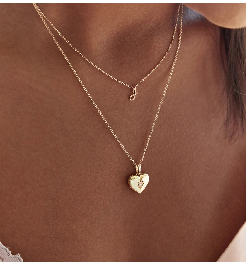 Fine Jewelry 18k Gold Plated Trendy Elegant Chic Plata 925 Sterling Silver Heart Locket Pendant for Women