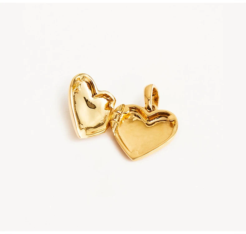 Fine Jewelry 18k Gold Plated Trendy Elegant Chic Plata 925 Sterling Silver Heart Locket Pendant for Women