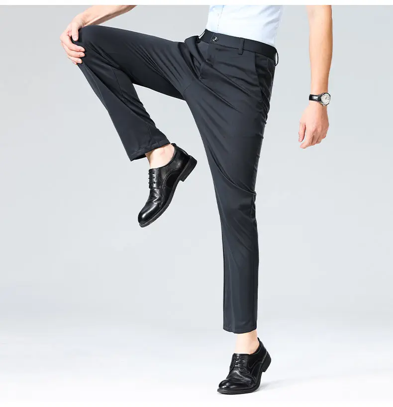 Men's Stretch Suit Pants Business Casual Dress Pants Wrinkle Resistant 4-Way Stretch Golf Casual Pants Spring Summer Blue Black