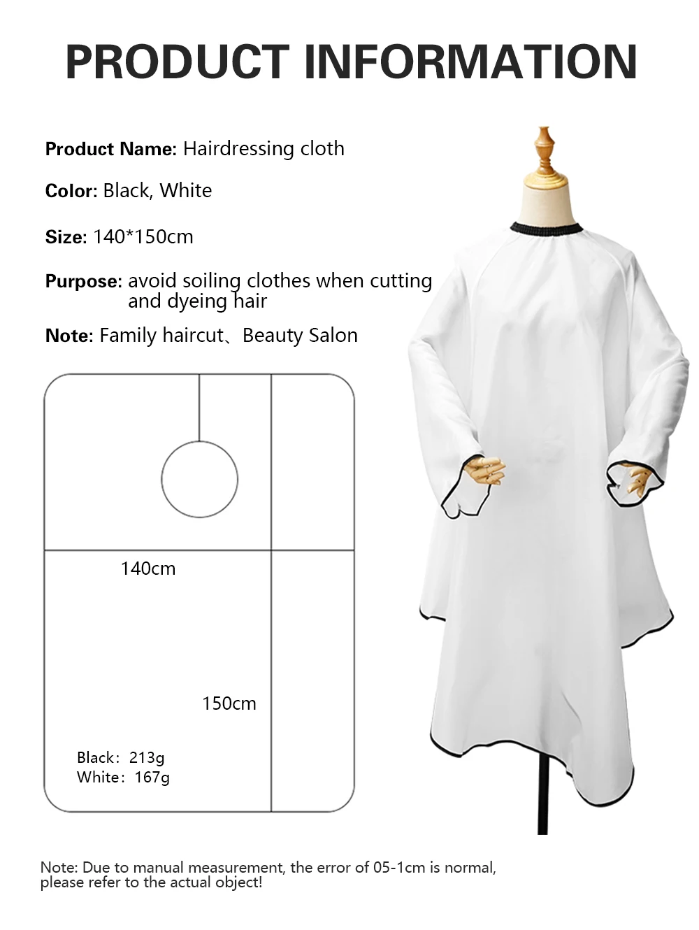 Sleeved Barber Apron, Waterproof Haircut Cape Cloth,Hairdressing Gown Styling Coat For Barbershop Salon Hair Stylist Accessories