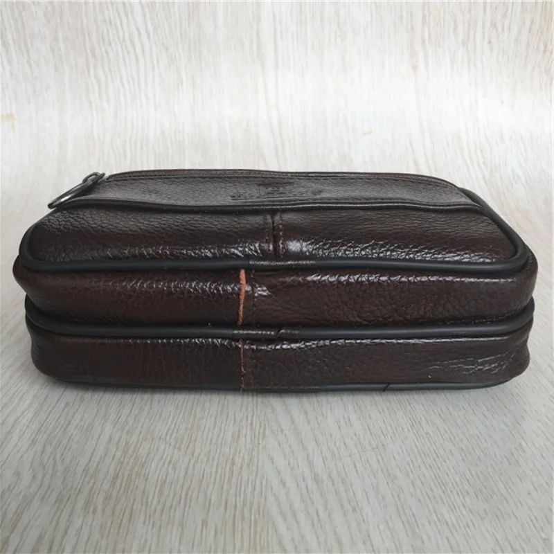 New Genuine Leather Handbag For Men Women, Large Capacity Clutch Bag With Double Zipper, Soft Money Wallet & Mobile Phone Pocket