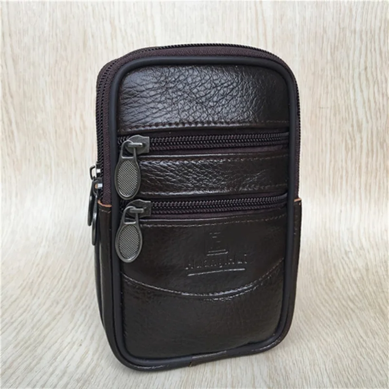 New Genuine Leather Handbag For Men Women, Large Capacity Clutch Bag With Double Zipper, Soft Money Wallet & Mobile Phone Pocket