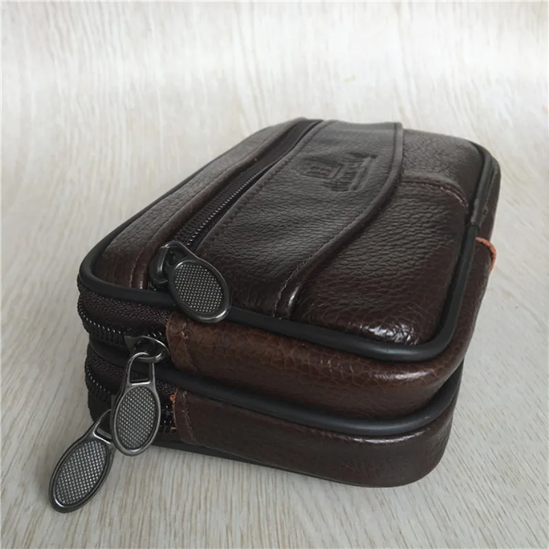 New Genuine Leather Handbag For Men Women, Large Capacity Clutch Bag With Double Zipper, Soft Money Wallet & Mobile Phone Pocket