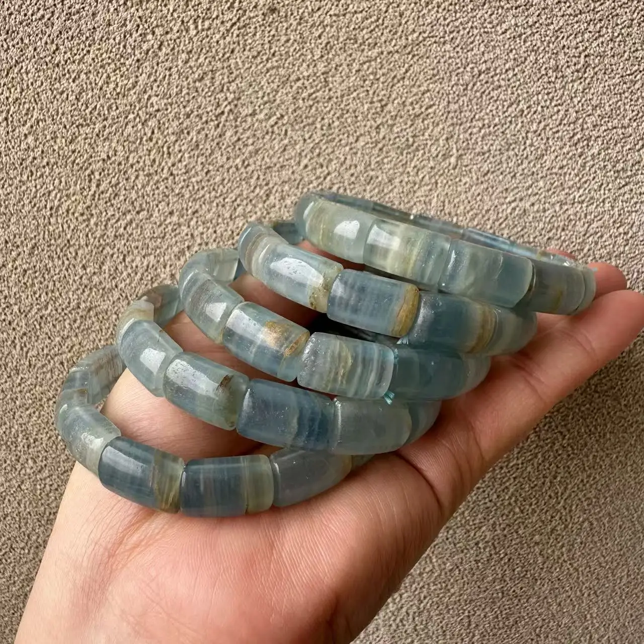 AAAA New 2026 Natural Blue Argentina Calcite Beads Bracelet about10x16mm Natural Gemstone Jewelry Bangle Unisex Gift Wholesale
