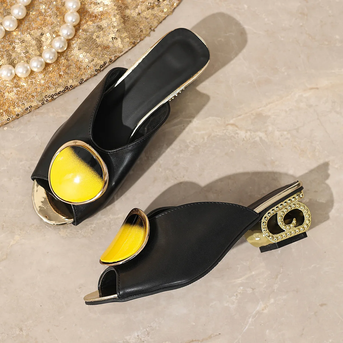 Fashion Round Toe High Heels Sandals Women Shoes Ladies Footwear Comfortable Fashion Sexy Wedding Shoe Female Summer Slippers