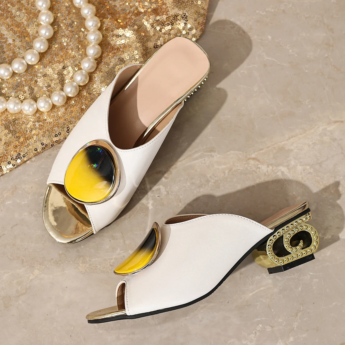 Fashion Round Toe High Heels Sandals Women Shoes Ladies Footwear Comfortable Fashion Sexy Wedding Shoe Female Summer Slippers