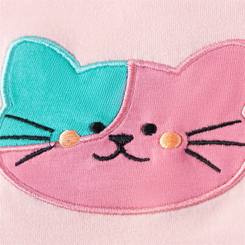 New Style Cats Embroidery Cute Summer Dress for Girls 2-7T Kids Fashion Party Birthday Clothing Baby Girls' Frocks