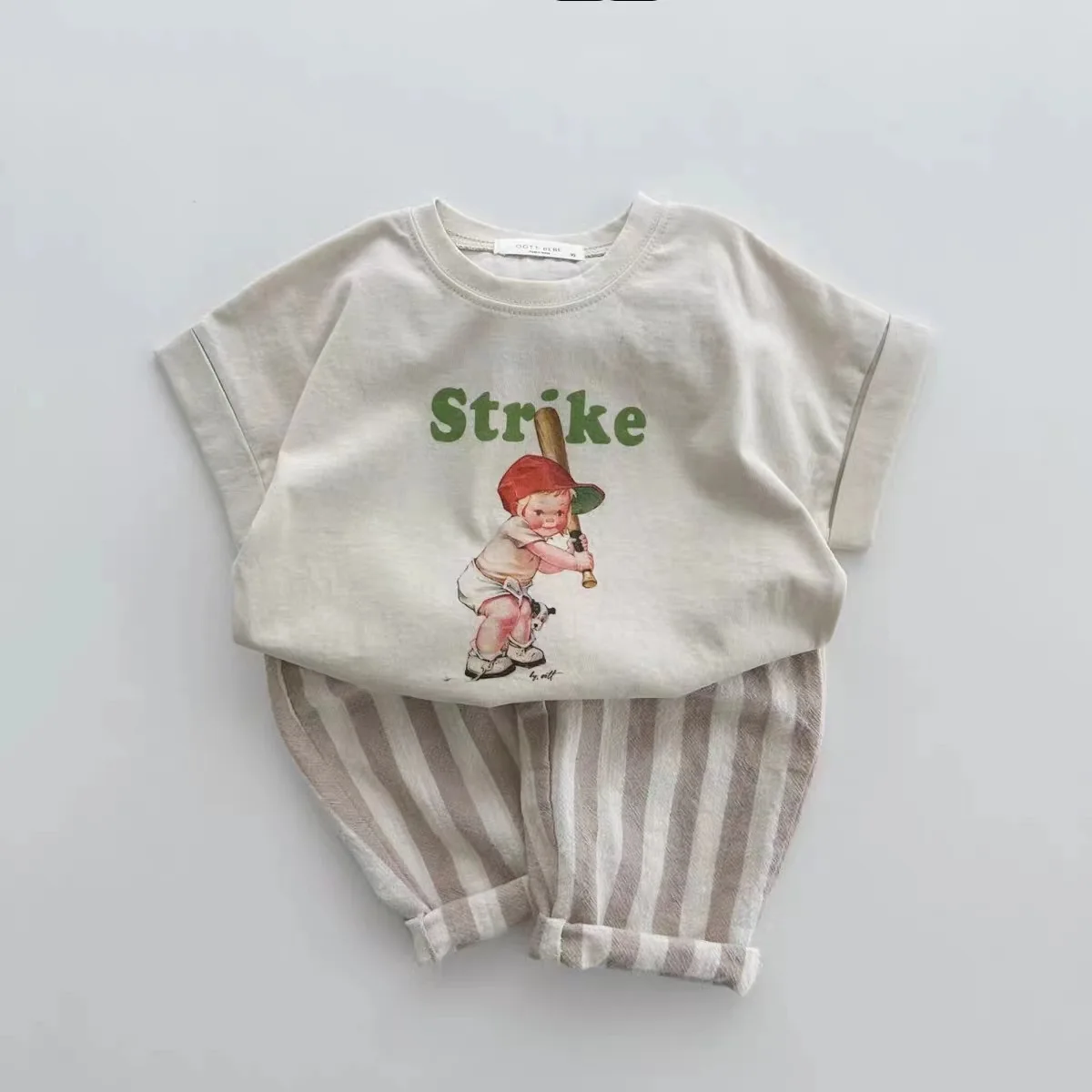 Spring Baby Boys Stripe Pants Cotton Casual Linen Elastic Trouers Toddler Infant Kids Girls Loose Pants