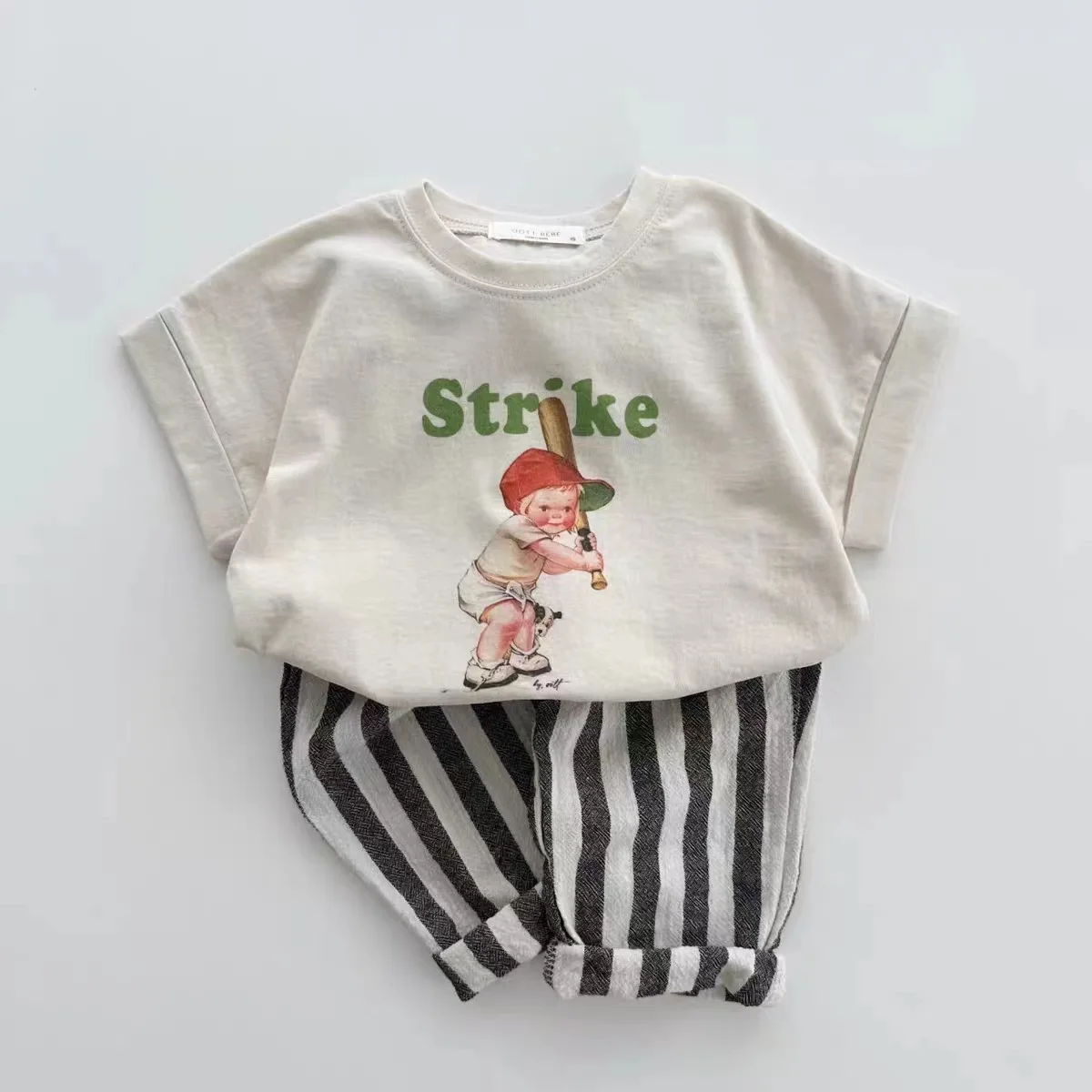 Spring Baby Boys Stripe Pants Cotton Casual Linen Elastic Trouers Toddler Infant Kids Girls Loose Pants