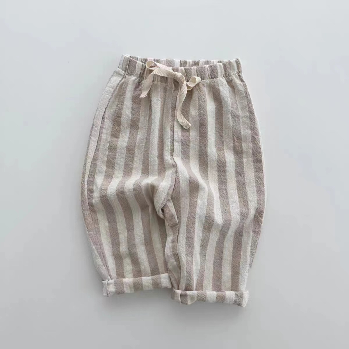 Spring Baby Boys Stripe Pants Cotton Casual Linen Elastic Trouers Toddler Infant Kids Girls Loose Pants