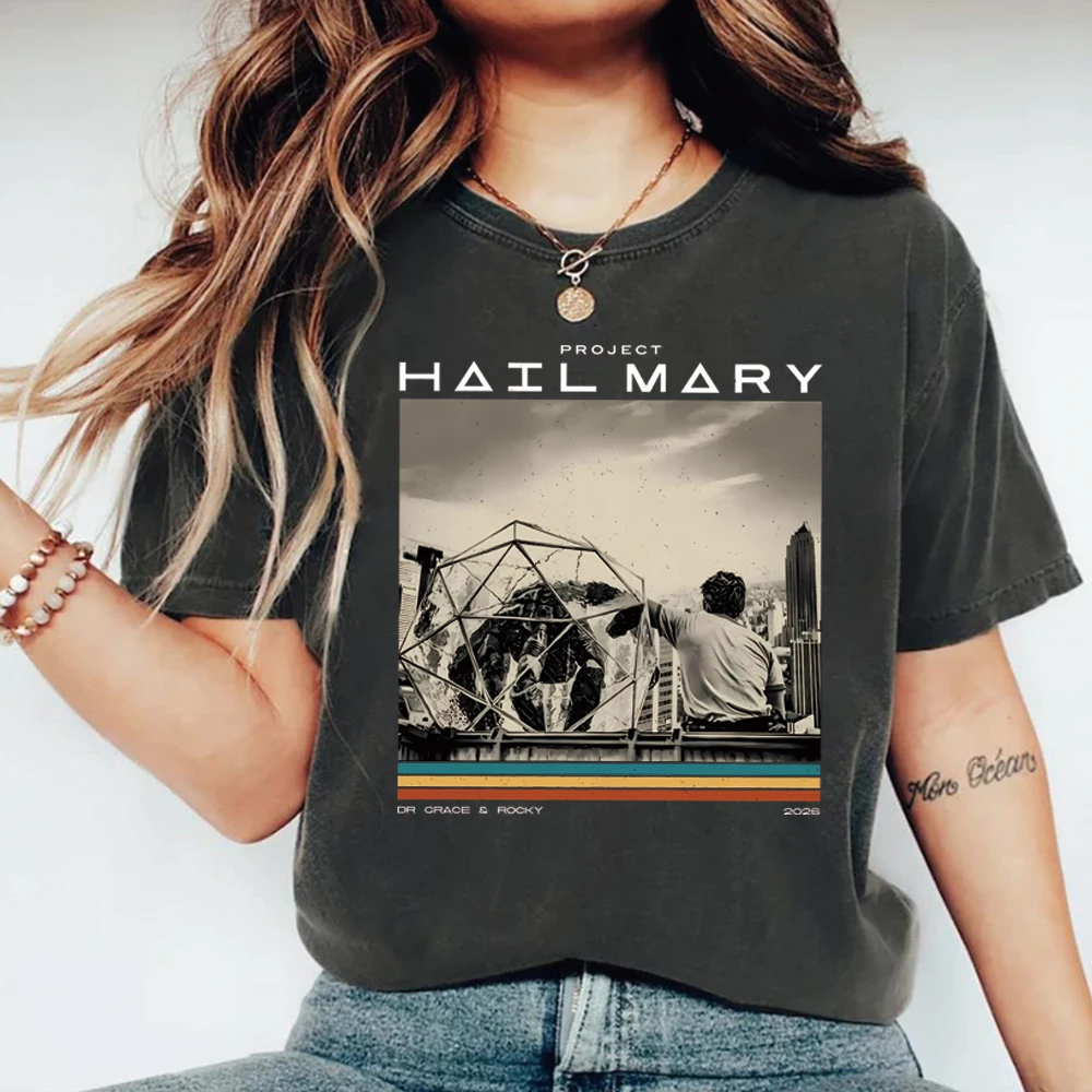 Vintage Project Hail Mary T-Shirt Sci-Fi Space Novel Fan Tee Shirts Funny Nerd Book Lover Graphic Short Sleeves Tops Fans Gift