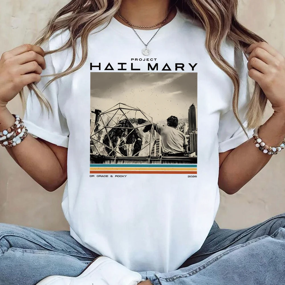 Vintage Project Hail Mary T-Shirt Sci-Fi Space Novel Fan Tee Shirts Funny Nerd Book Lover Graphic Short Sleeves Tops Fans Gift