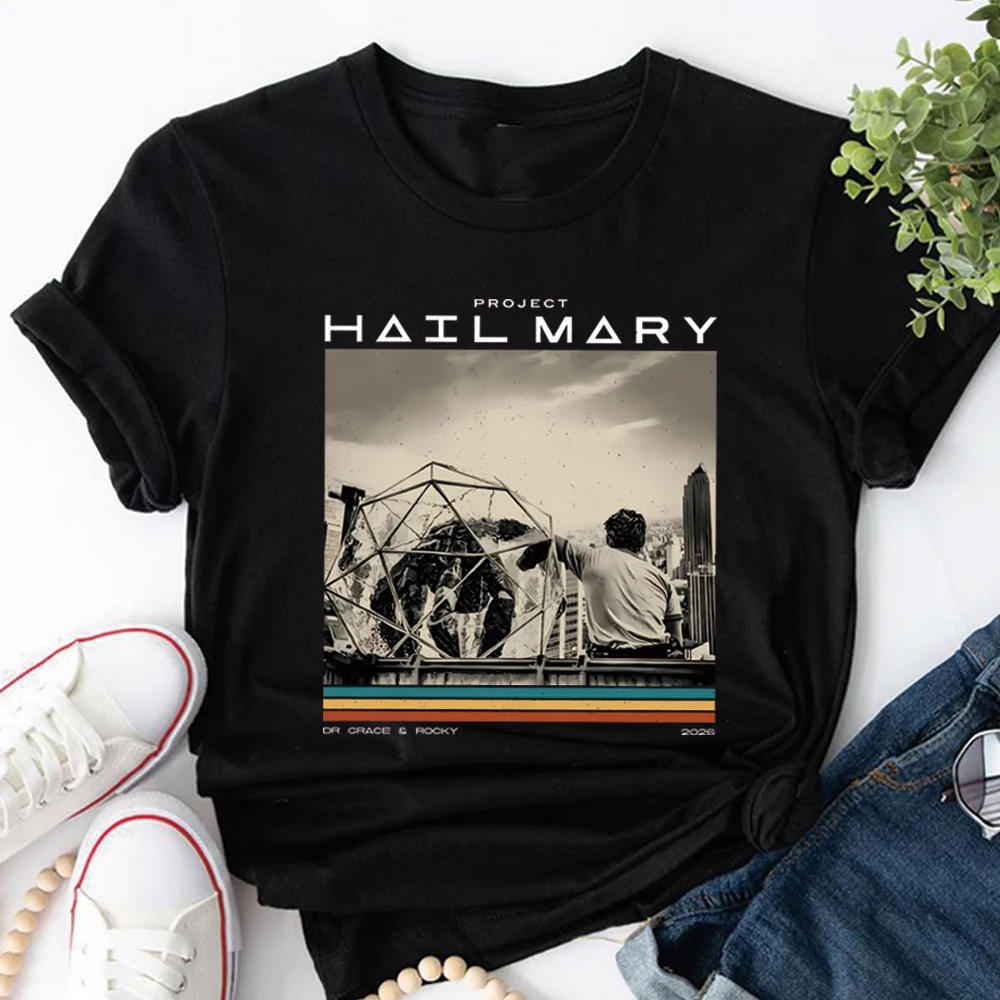Vintage Project Hail Mary T-Shirt Sci-Fi Space Novel Fan Tee Shirts Funny Nerd Book Lover Graphic Short Sleeves Tops Fans Gift