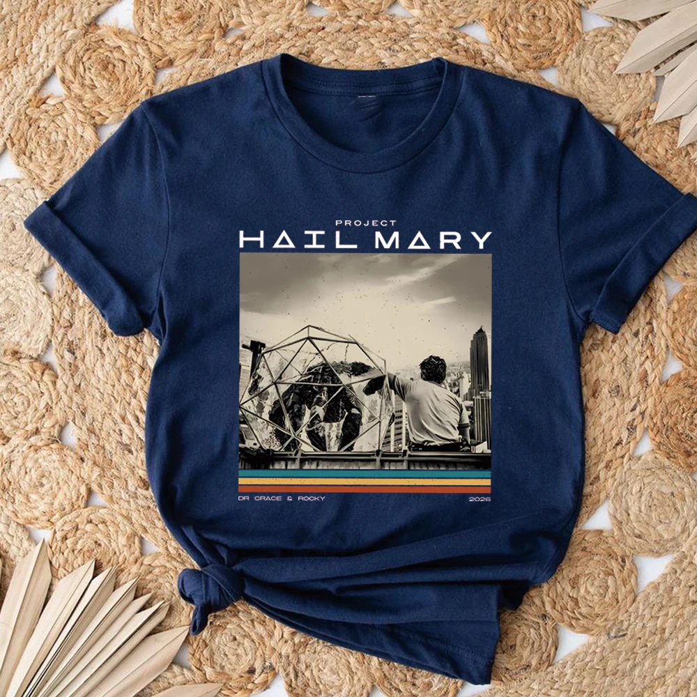 Vintage Project Hail Mary T-Shirt Sci-Fi Space Novel Fan Tee Shirts Funny Nerd Book Lover Graphic Short Sleeves Tops Fans Gift