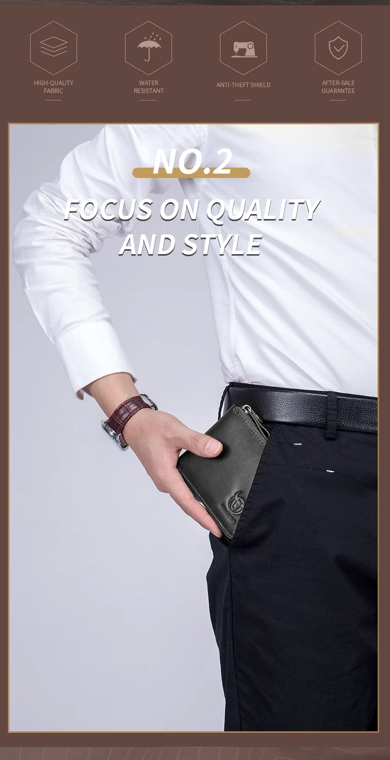 BULLCAPTAIN Mens Genuine Leather Zipper Wallet RFID Blocking Bifold Secure Zip Around Wallets Multi Credit Card Holder Purse