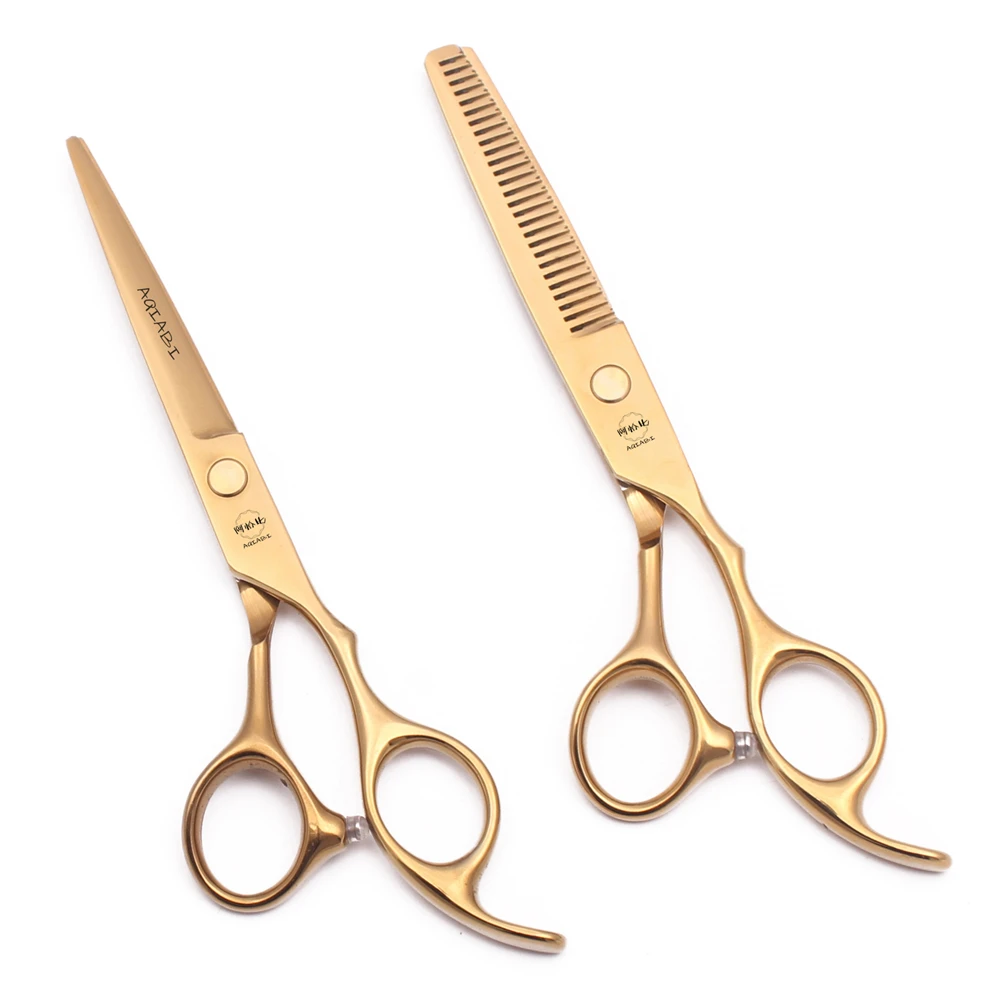 Hairdressing Scissors 5.5" 6" AQIABI Japan Stainless Thinning Scissors Barber Shop Hair Scissors Blue Haircut Shears A1005