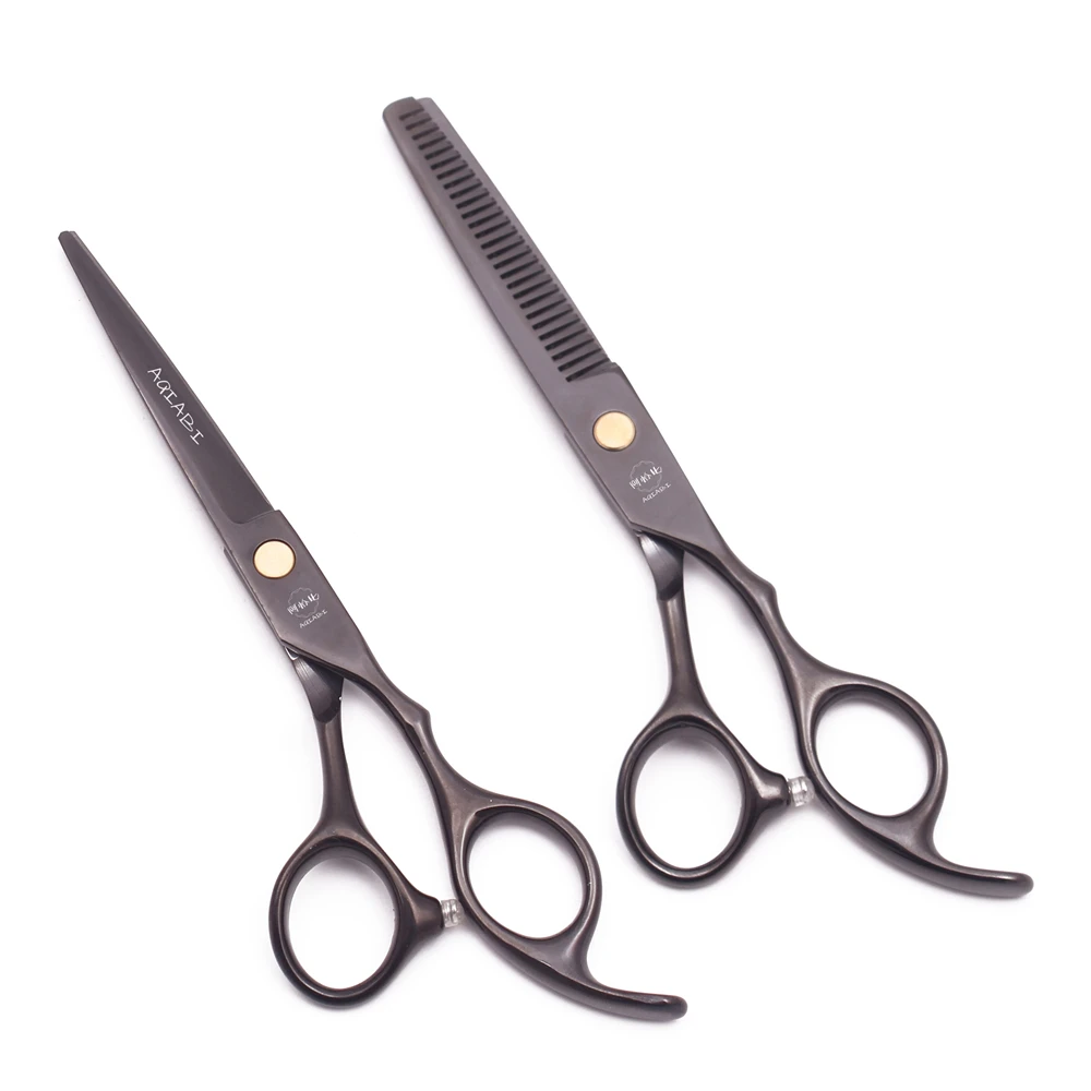 Hairdressing Scissors 5.5" 6" AQIABI Japan Stainless Thinning Scissors Barber Shop Hair Scissors Blue Haircut Shears A1005