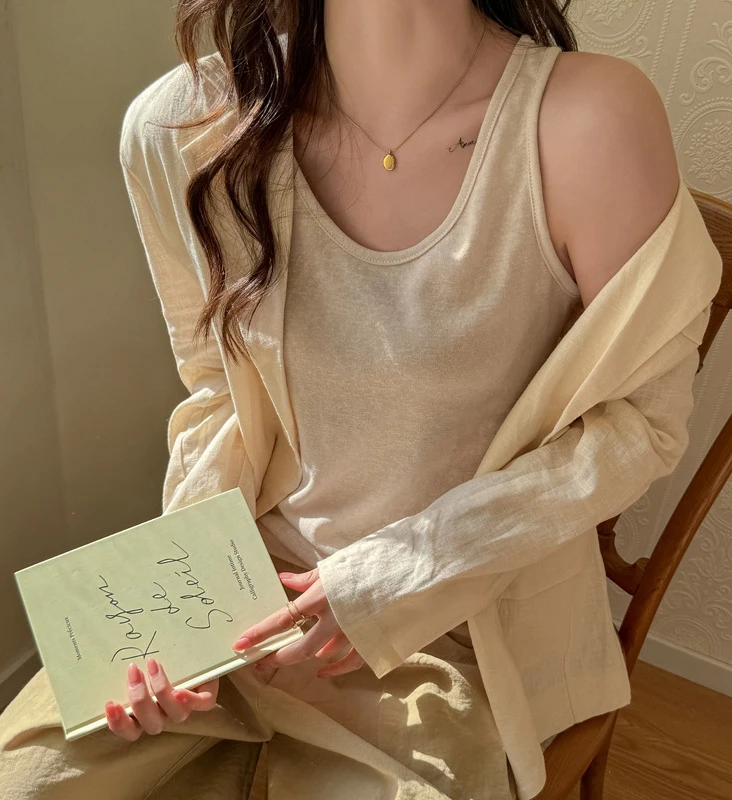 Korean Casual Loose Women Camisole Soft Summer Breathable Tank Top Bottom Sleeveless Streetwear Sport Comfortable Outerwear Tops