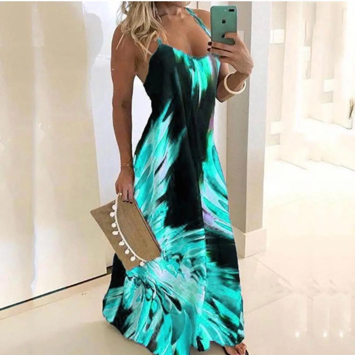 Summer Hot Sale Slimming Slim Fit Base Dress Positional Floral Spaghetti Strap Dress Women's Fashionable Elegant Clothing