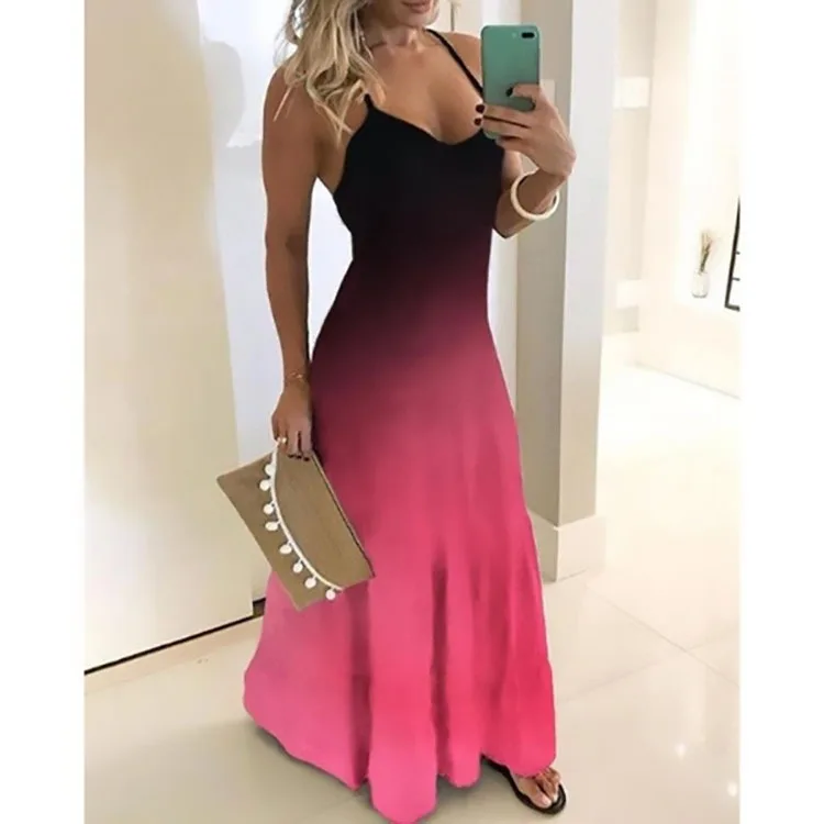 Summer Hot Sale Slimming Slim Fit Base Dress Positional Floral Spaghetti Strap Dress Women's Fashionable Elegant Clothing
