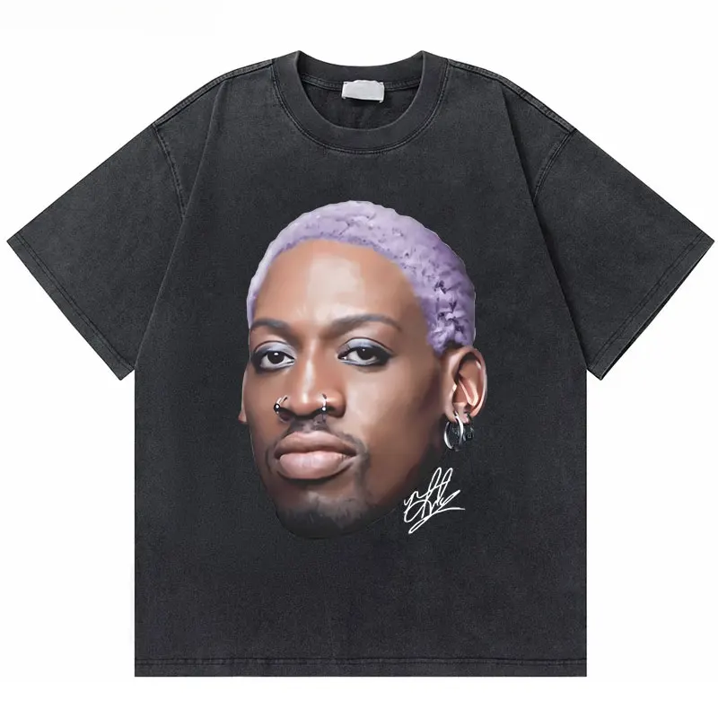 Washed Vintage The Worm Dennis Rodman I'm Back T-shirt Men Women Fashion Hip Hop Oversized T Shirts Male Rock Retro Streetwear