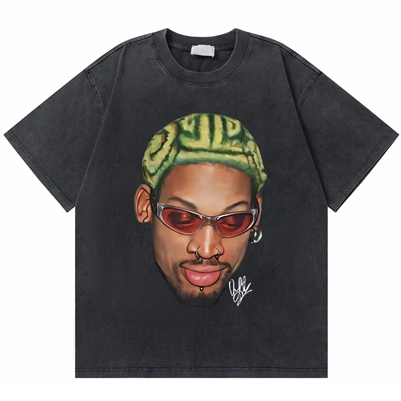 Washed Vintage The Worm Dennis Rodman I'm Back T-shirt Men Women Fashion Hip Hop Oversized T Shirts Male Rock Retro Streetwear