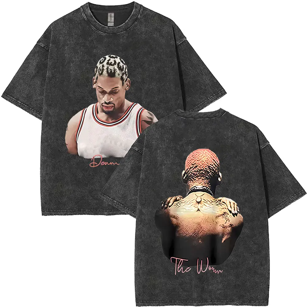 Washed Vintage The Worm Dennis Rodman I'm Back T-shirt Men Women Fashion Hip Hop Oversized T Shirts Male Rock Retro Streetwear