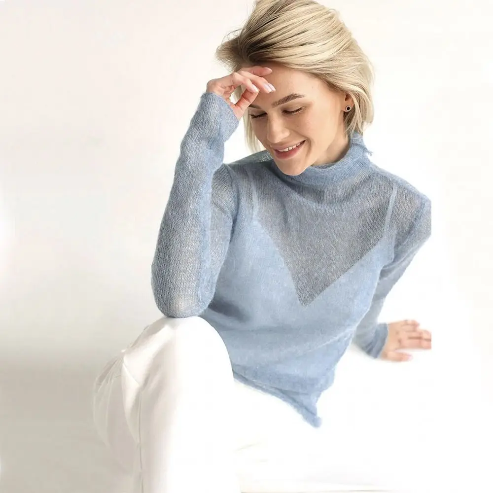 Fashion Knitted Chic Bottom Sweaters Hollow Out Casual Turtleneck Pullover Soft Base Style Pullovers Travel Wear