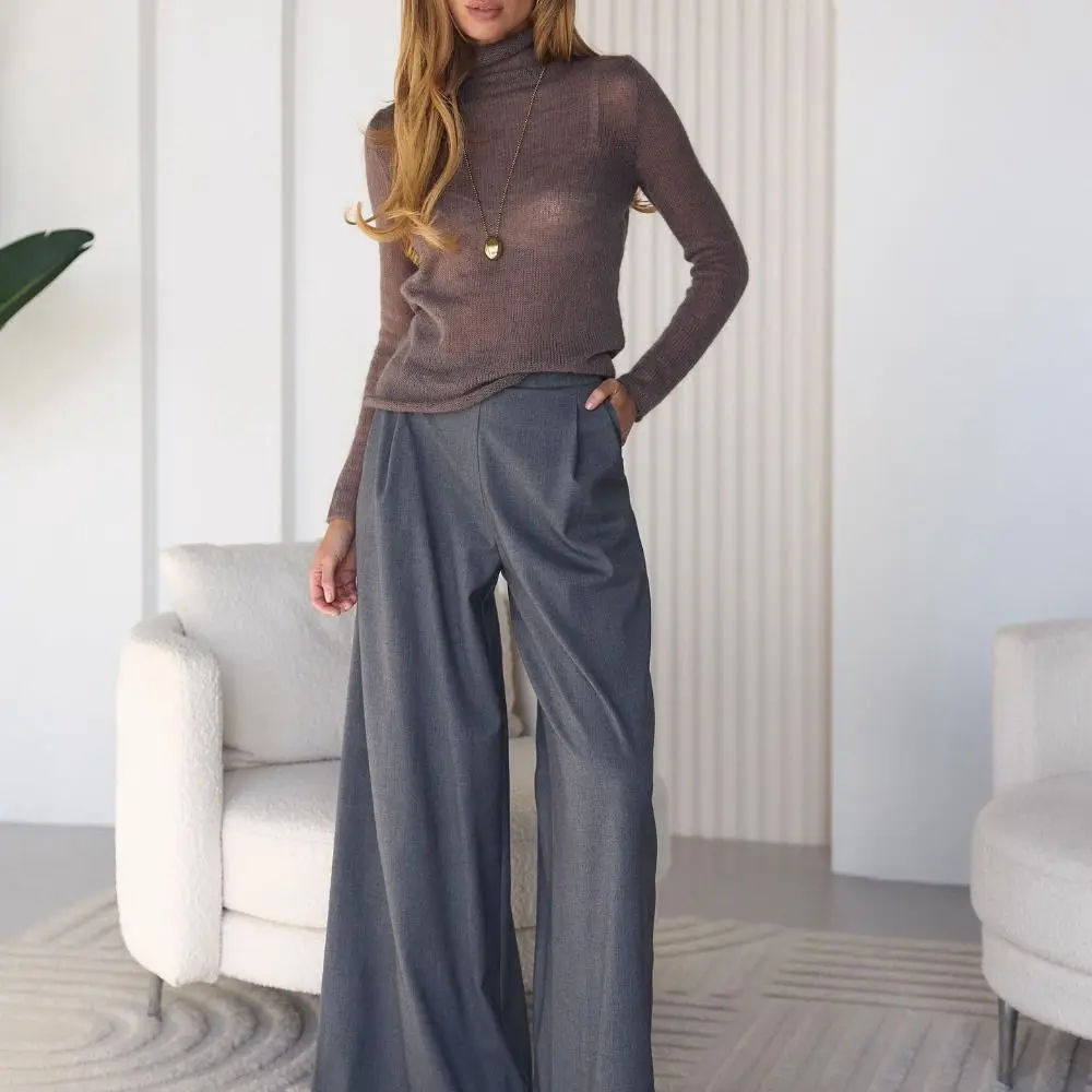 Fashion Knitted Chic Bottom Sweaters Hollow Out Casual Turtleneck Pullover Soft Base Style Pullovers Travel Wear