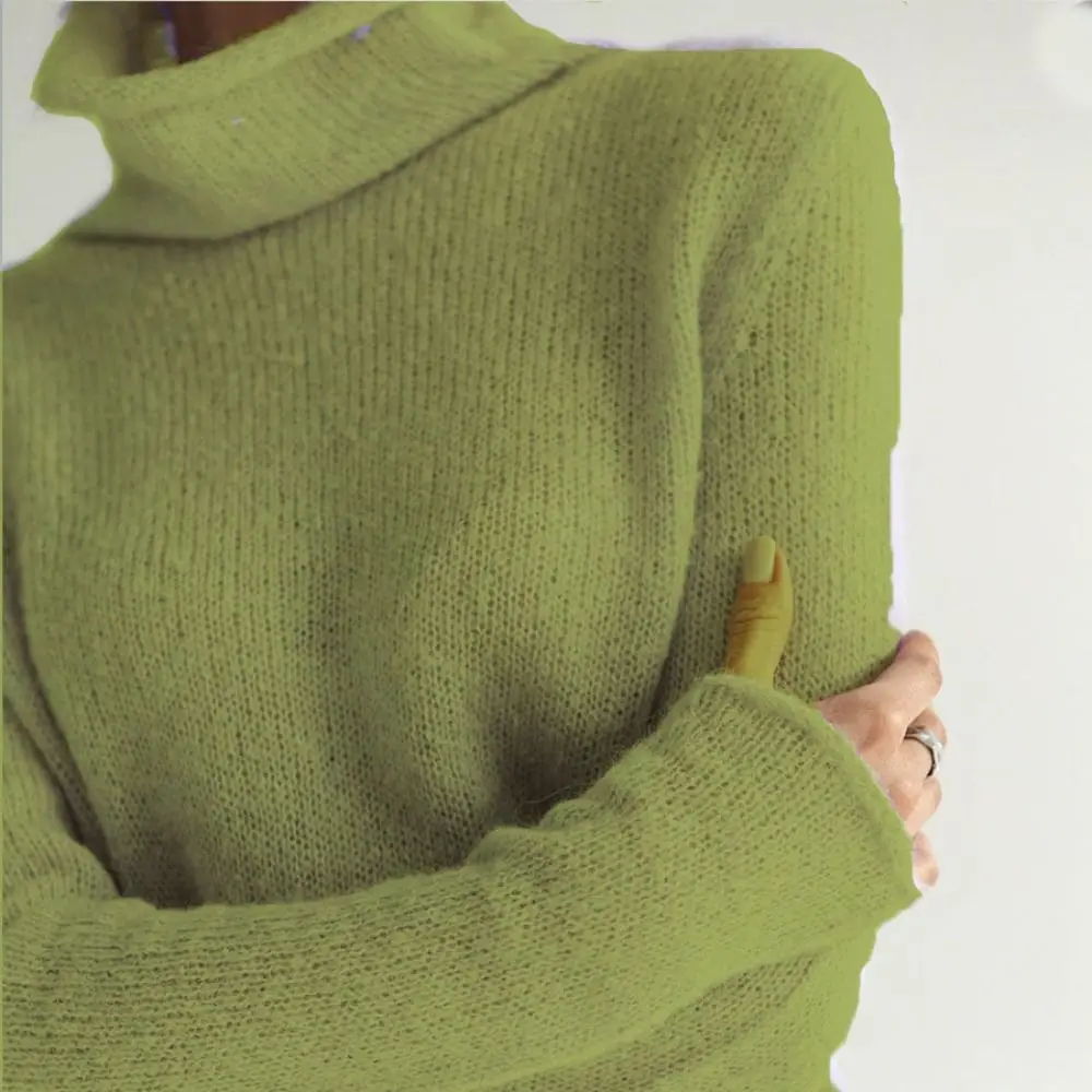 Fashion Knitted Chic Bottom Sweaters Hollow Out Casual Turtleneck Pullover Soft Base Style Pullovers Travel Wear