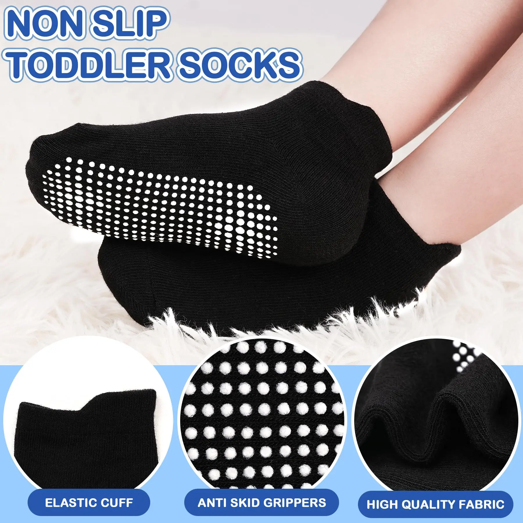 Non Slip Toddler Baby Socks 12 Pairs Anti Skid Ankle Socks for Girls Boys Grips Sock for 0-7 Years Children