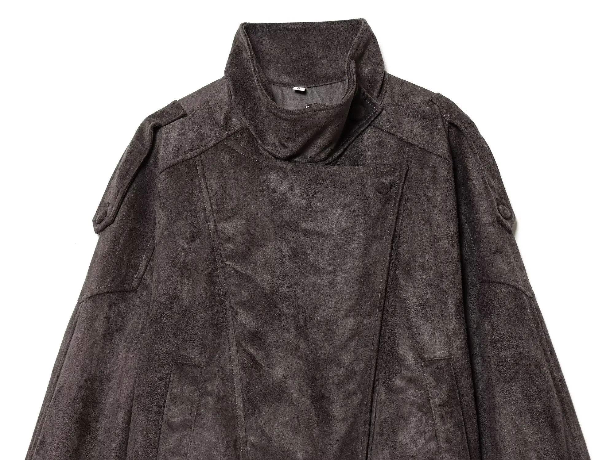 TFMLN Spring New Women Suede Leather Jacket Fashion High Collar Long Sleeve Causal Loose Jacket Coats Female Chic Streetwear
