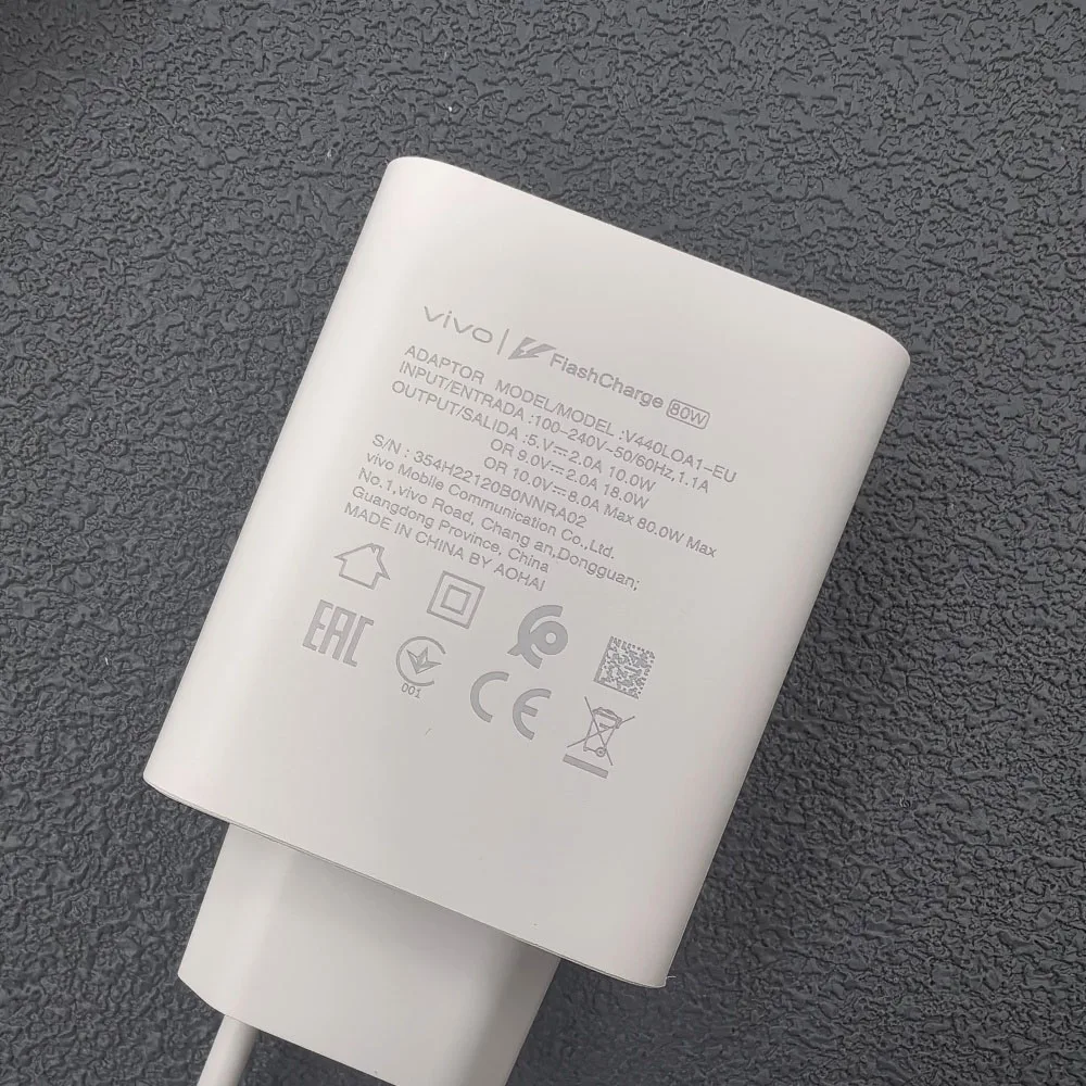 Original Vivo 80W Flash Charger EU Fast Charging Adapter & Type-C Cable For X300 X90 X80 S19 Pro iQOO Neo9 Z9 Phone Charger Set