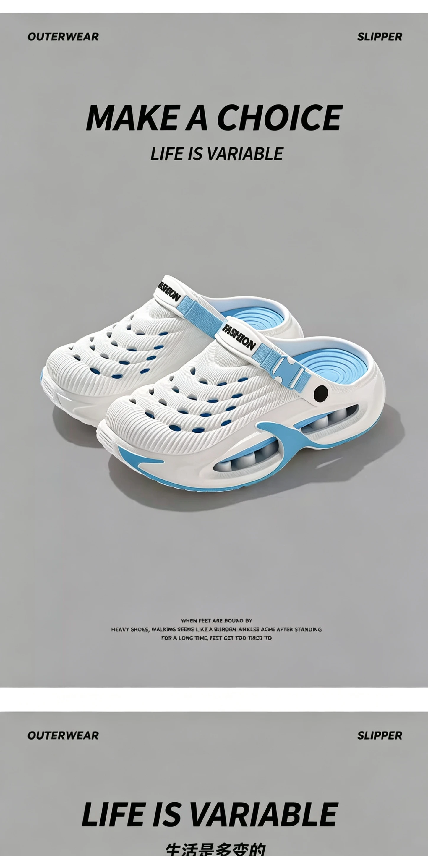 Men's Summer Outdoor Sports Toe-Toe Slippers, Thick-Soled Sandals for Wading in the Water and Beach
