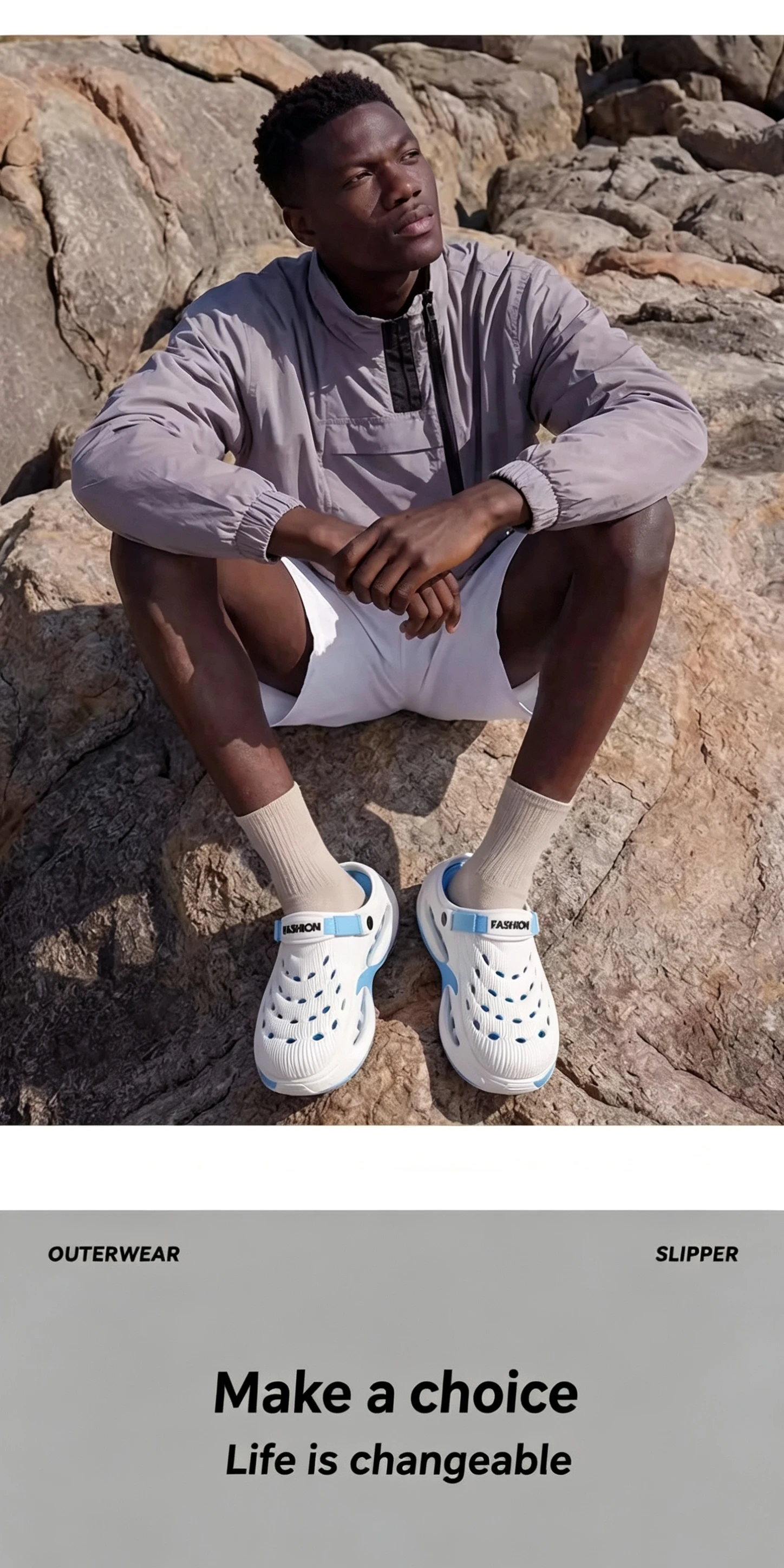 Men's Summer Outdoor Sports Toe-Toe Slippers, Thick-Soled Sandals for Wading in the Water and Beach