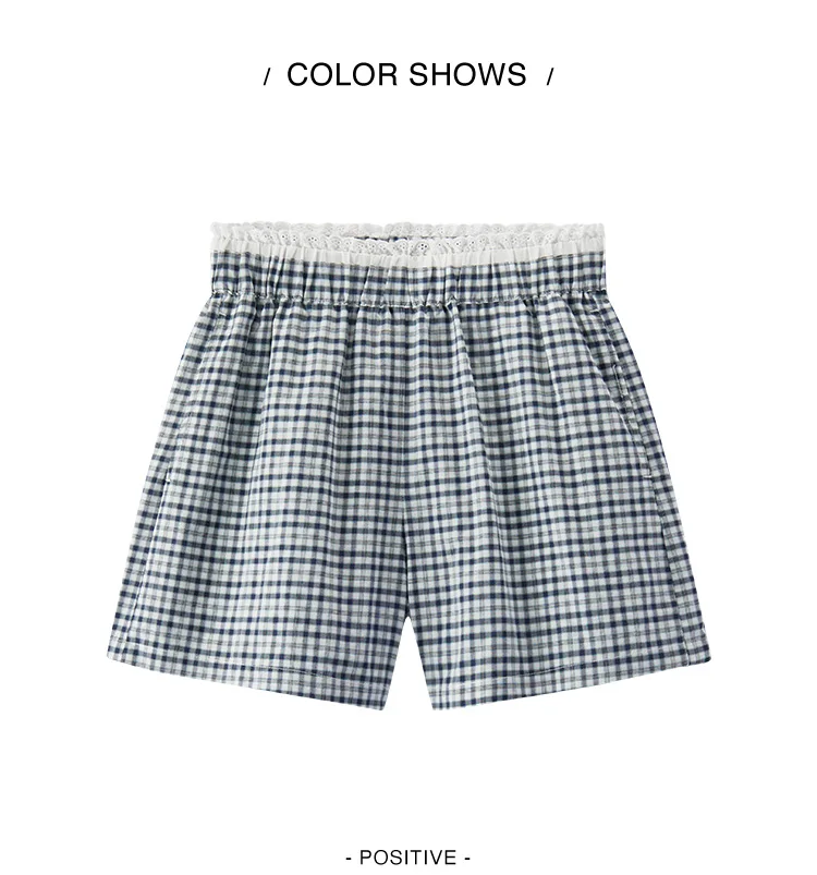 Semir Women Shorts Patchwork Lace Plaid Loose Shorts 2026 Summer Fashion Urban Casual Daily