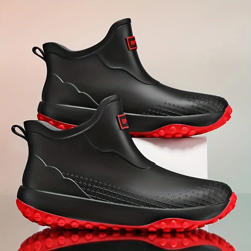 Unisex Waterproof Rain Boots Ankle Length Non Slip Rubber Shoes Lightweight Garden Work Boots Removable Inner Outdoor Footwear