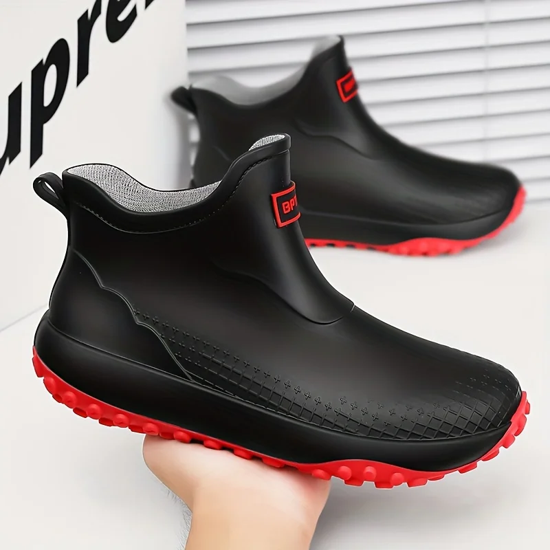 Unisex Waterproof Rain Boots Ankle Length Non Slip Rubber Shoes Lightweight Garden Work Boots Removable Inner Outdoor Footwear